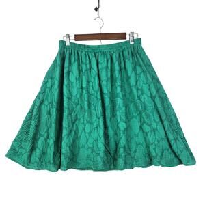 Duro Olowu for JCP Women's Elastic Waist Pullup Full Skirt SZ S Lined Kelly Grn